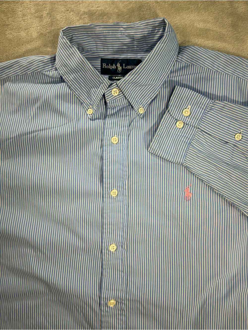 Ralph Lauren Striped Classic Fit Button Down Long Sleeve Shirt Men Sz 16.5 34/35